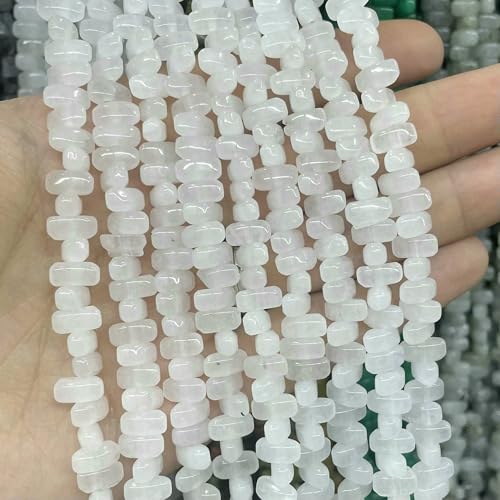 4 x 8 mm unregelmäßiger Naturstein, Tigerauge, Jade, Achat, Quarz, Abstandsperlen für die Schmuckherstellung, DIY-Armband, Halskette, Ohrstecker, Weißer Jade, 4 x 8 mm, 42 Stück Perle von VIEPGJ