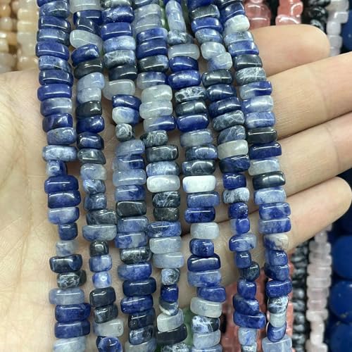 4 x 8 mm unregelmäßiger Naturstein, Tigerauge, Jade, Achat, Quarz, Abstandsperlen für die Schmuckherstellung, DIY-Armband, Halskette, Ohrstecker, blauer Sodalith, 4 x 8 mm, 42 Stück P von VIEPGJ