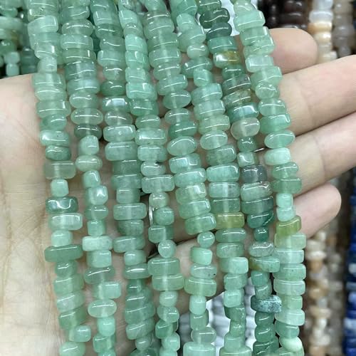 4 x 8 mm unregelmäßiger Naturstein, Tigerauge, Jade, Achat, Quarz, Abstandsperlen für die Schmuckherstellung, DIY-Armband, Halskette, Ohrstecker – grüner Aventurin – 4 x 8 mm, 42 St von VIEPGJ