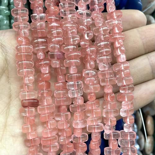 4 x 8 mm unregelmäßiger Naturstein, Tigerauge, Jade, Achate, Quarz, Abstandsperlen für die Schmuckherstellung, DIY-Armband, Halskette, Ohrstecker, Wassermelonenrot, 4 x 8 mm, 42 Stück von VIEPGJ