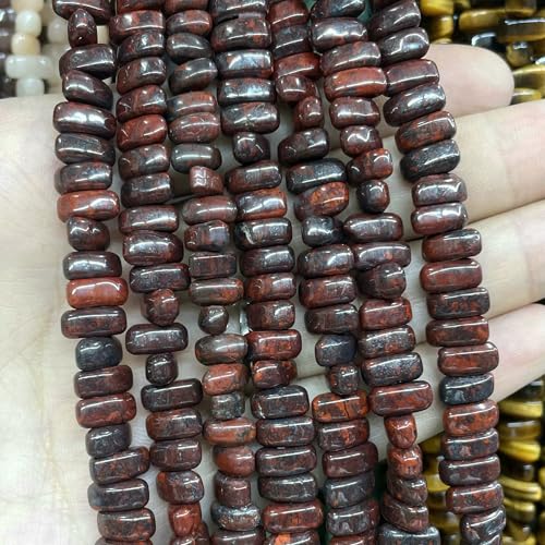 4 x 8 mm unregelmäßiger Naturstein, Tigerauge, Jade, Achate, Quarz, Abstandsperlen für die Schmuckherstellung, DIY-Armband, Halskette, Ohrstecker, gemischte Farben, roter Stein, 4 x 8 von VIEPGJ
