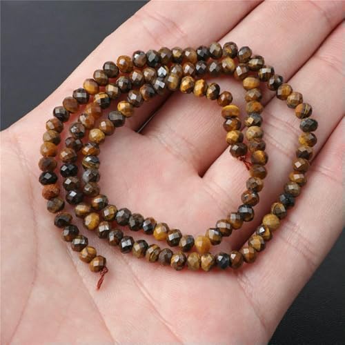45 Arten Tigerauge Steinperlen Natur Gelb Cabochon Rund Facettiert Quadrat Lose Perlen Passend für Modeschmuck Herstellung Handarbeit-Nr. 34 3x4,0mm von VIEPGJ