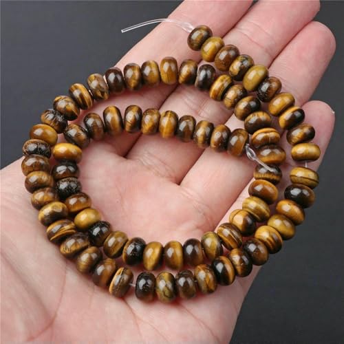 45 Arten Tigerauge Steinperlen Naturgelb Cabochon Rund Facettiert Quadrat Lose Perlen Passend für Modeschmuckherstellung Handarbeit-Nr. 16 5x8mm von VIEPGJ
