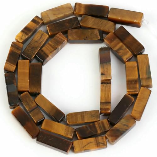 45 Arten von Tigerauge-Steinperlen, natürlicher gelber Cabochon, rund, facettiert, quadratisch, lose Perlen, passend für die Herstellung von Modeschmuck, 13 x 4,0 mm, quadratisches Ro von VIEPGJ