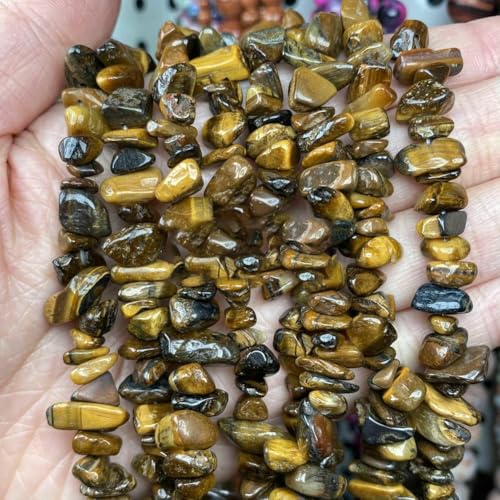 45 Arten von Tigerauge-Steinperlen, natürlicher gelber Cabochon, rund, facettiert, quadratisch, lose Perlen, passend für die Herstellung von Modeschmuck, 3–5 mm, unregelmäßig von VIEPGJ