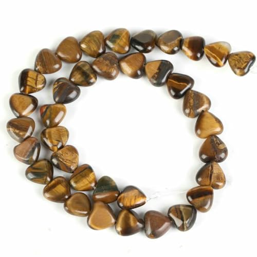 45 Arten von Tigerauge-Steinperlen, natürlicher gelber Cabochon, rund, facettiert, quadratisch, lose Perlen für die Herstellung von Modeschmuck, 10 mm Herz von VIEPGJ