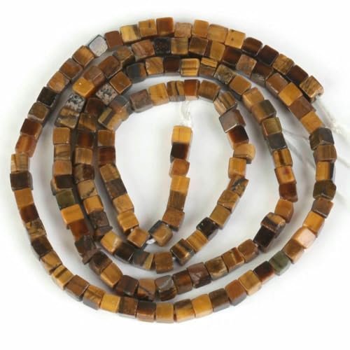 45 Arten von Tigerauge-Steinperlen, natürlicher gelber Cabochon, rund, facettiert, quadratisch, lose Perlen für die Herstellung von Modeschmuck, 2 mm quadratisch von VIEPGJ