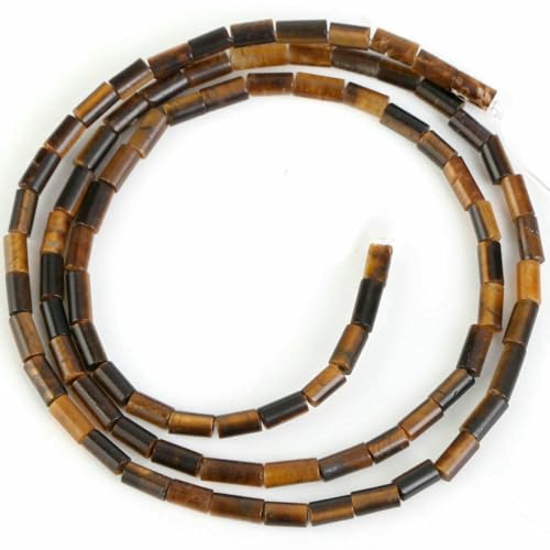 45 Arten von Tigerauge-Steinperlen, natürlicher gelber Cabochon, rund, facettiert, quadratisch, lose Perlen für die Herstellung von Modeschmuck, 2 x 4,0 mm Rohr von VIEPGJ