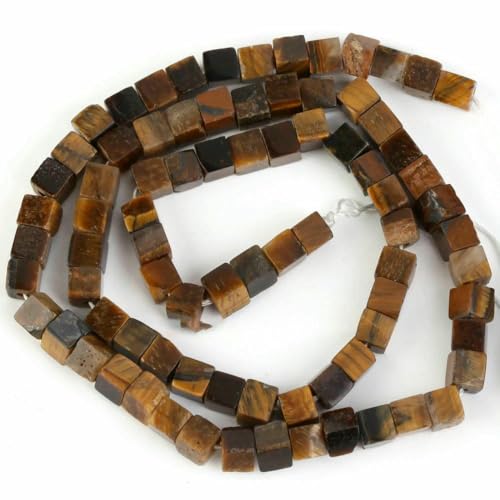 45 Arten von Tigerauge-Steinperlen, natürlicher gelber Cabochon, rund, facettiert, quadratisch, lose Perlen für die Herstellung von Modeschmuck, 4,0 mm quadratisch von VIEPGJ