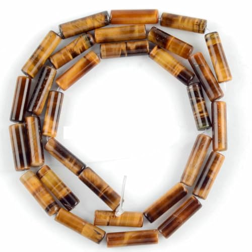 45 Arten von Tigerauge-Steinperlen, natürlicher gelber Cabochon, rund, facettiert, quadratisch, lose Perlen für die Herstellung von Modeschmuck, 4 x 13,0 mm Rohr von VIEPGJ