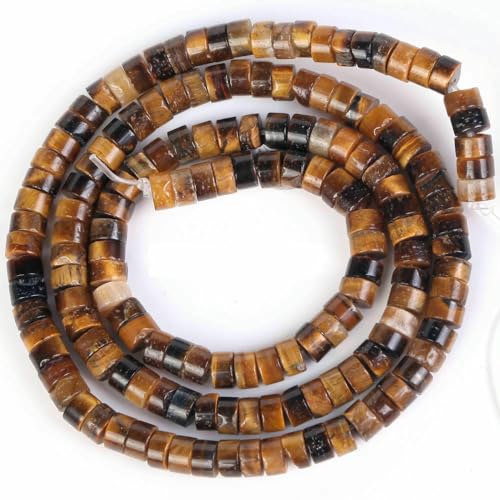 45 Arten von Tigerauge-Steinperlen, natürlicher gelber Cabochon, rund, facettiert, quadratisch, lose Perlen für die Herstellung von Modeschmuck, 4 x 2 mm Rohr von VIEPGJ