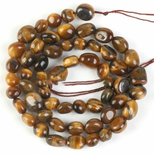 45 Arten von Tigerauge-Steinperlen, natürlicher gelber Cabochon, rund, facettiert, quadratisch, lose Perlen für die Herstellung von Modeschmuck, 6–8 mm, oval von VIEPGJ