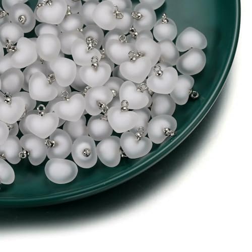 5/10 Stück mehrfarbige Herzperlen, beschichtetes Glas, Epoxidharz, lose Abstandsperlen für Schmuckherstellung, DIY-Bastelarbeiten, Ohrring-Accessoire-Stil, 10–19 x 21 cm, 10 Stück von VIEPGJ