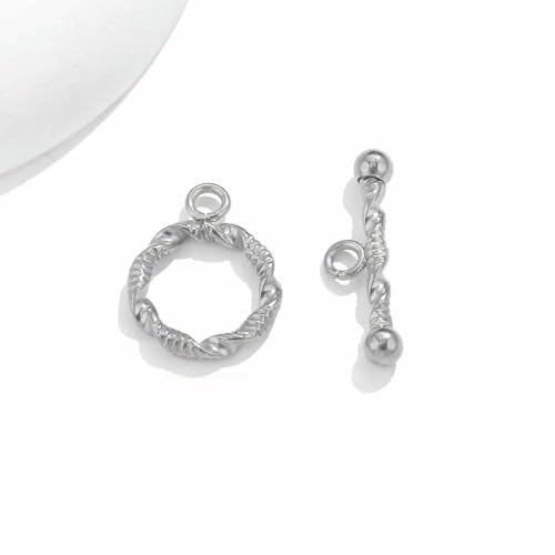 5 Satz/Los Edelstahl OT Verschlüsse Verbinder für Armband Halskette DIY Knebelverschlüsse Schnalle Schmuckherstellung Zubehör Connector-JC939-S von VIEPGJ