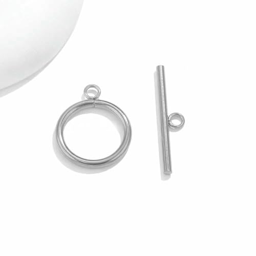 5 Set/Lot Edelstahl OT Verschlüsse Verbinder für Armband Halskette DIY Knebelverschlüsse Schnalle Schmuckherstellung Zubehör Connector-JC021-S22 von VIEPGJ