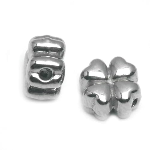 5 Stück/Lot 304 Edelstahl Spacer Bead Vierblättrige Blume Anhänger Perlen Charms Armband DIY Schmuckherstellung-Stahlfarbe von VIEPGJ