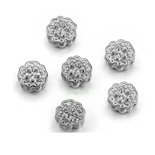 5 Stück Edelstahl-Abstandshalterperlen, runde Blumenform, vergoldet, für DIY-Halsketten, Armbänder, Schmuckherstellung, Materialien, Großhandel, Stahl G 5 Stück Edelstahl-Abstandshalterperlen, runde Blumenform, vergoldet, für DIY-Halsketten, Armbänder, Schmuckherstellung, Materialien, Großhandel, Stahl G von VIEPGJ