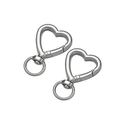 5 Stück Herzform Rotationslegierung Karabiner-Federverschlüsse zum Öffnen Schlüsselringhaken Karabinerverbinder Hundekettenschnallen DIY Schmuck-Weiß K von VIEPGJ