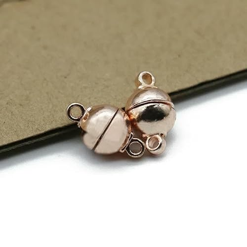 5 Stück runde Magnetverschlüsse, 6/8/10 mm, Kugel-Magnetverschlüsse, Endverschluss-Verbindungsstücke für Armbänder, Halsketten, DIY-Schmuckherstellung, Roségold, 8 mm von VIEPGJ