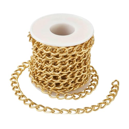 5 m schwarze Metallkettenrolle, Aluminium-Panzerketten, ungeschweißte, gedrehte Gliederkette für die Herstellung von Armbändern, Halsketten, Ketten und Schmuck mit Spule, 11,5 x 8 x 1,8 mm, Gold 5 m schwarze Metallkettenrolle, Aluminium-Panzerketten, ungeschweißte, gedrehte Gliederkette für die Herstellung von Armbändern, Halsketten, Ketten und Schmuck mit Spule, 11,5 x 8 x 1,8 mm, Gold von VIEPGJ