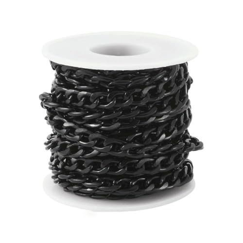 5 m schwarze Metallkettenrolle, Aluminium-Panzerketten, ungeschweißte, gedrehte Gliederkette für die Herstellung von Armbändern, Halsketten, Ketten und Schmuck mit Spule, 12 x 7 x 2 mm 5 m schwarze Metallkettenrolle, Aluminium-Panzerketten, ungeschweißte, gedrehte Gliederkette für die Herstellung von Armbändern, Halsketten, Ketten und Schmuck mit Spule, 12 x 7 x 2 mm von VIEPGJ