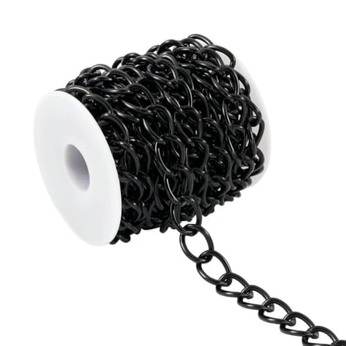 5 m schwarze Metallkettenrolle, Aluminium-Panzerketten, ungeschweißte, gedrehte Gliederkette für die Herstellung von Armbändern, Halsketten, Ketten und Schmuck mit Spule, 18 x 13 x 2,5 mm 5 m schwarze Metallkettenrolle, Aluminium-Panzerketten, ungeschweißte, gedrehte Gliederkette für die Herstellung von Armbändern, Halsketten, Ketten und Schmuck mit Spule, 18 x 13 x 2,5 mm von VIEPGJ