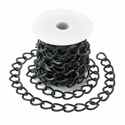 5 m schwarze Metallkettenrolle, Aluminium-Panzerketten, ungeschweißte, gedrehte Gliederkette für die Herstellung von Armbändern, Halsketten, Ketten und Schmuck mit Spule, 20 x 15 x 1,8 mm 5 m schwarze Metallkettenrolle, Aluminium-Panzerketten, ungeschweißte, gedrehte Gliederkette für die Herstellung von Armbändern, Halsketten, Ketten und Schmuck mit Spule, 20 x 15 x 1,8 mm von VIEPGJ