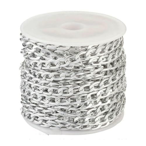 5 m schwarze Metallkettenrolle, Aluminium-Panzerketten, ungeschweißte, gedrehte Gliederkette für die Herstellung von Armbändern, Halsketten, Ketten und Schmuck mit Spule, 7 x 4 x 1,2 mm 5 m schwarze Metallkettenrolle, Aluminium-Panzerketten, ungeschweißte, gedrehte Gliederkette für die Herstellung von Armbändern, Halsketten, Ketten und Schmuck mit Spule, 7 x 4 x 1,2 mm von VIEPGJ