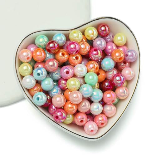 50/100 Stück 6/8/10 mm AB-farbige Acrylperlen, runde lose Abstandsperlen für die Schmuckherstellung, DIY, handgefertigte Halsketten, Armbandzubehör - gemischt - 6 mm 50/100 Stück 6/8/10 mm AB-farbige Acrylperlen, runde lose Abstandsperlen für die Schmuckherstellung, DIY, handgefertigte Halsketten, Armbandzubehör - gemischt - 6 mm von VIEPGJ