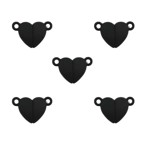 50–5 Stück magnetischer Paar-Anhänger und herzförmiger Magnet, gepaart mit losen Perlen für die Schmuckherstellung, DIY-Armband, Halskettenanhänger – schwarz – 50 Paar Menge von VIEPGJ