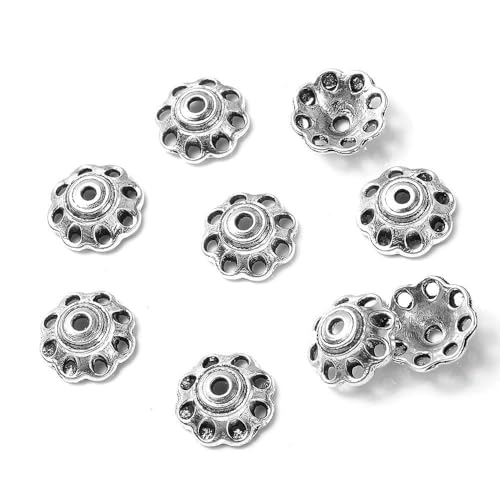 50 Stück/Lot Legierung Blumenform Torus Perlenkappen Lose Abstandsperlen für die Schmuckherstellung DIY Halskette Armbänder Zubehör Zubehör-10 8x8mm von VIEPGJ