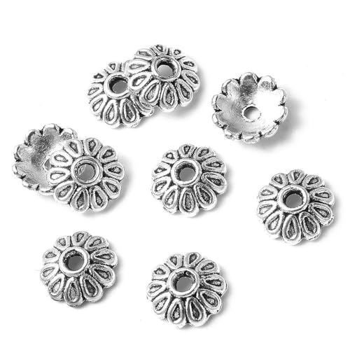 50 Stück/Lot Legierung Blumenform Torus Perlenkappen Lose Abstandsperlen für die Schmuckherstellung DIY Halskette Armbänder Zubehör Zubehör-4 8x8mm von VIEPGJ