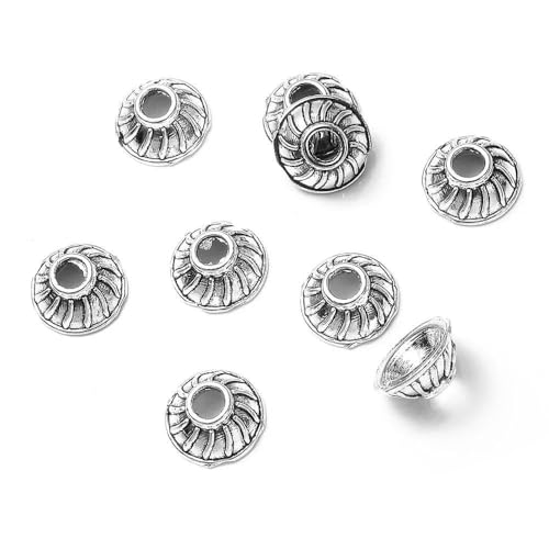50 Stück/Lot Legierung Blumenform Torus Perlenkappen Lose Abstandsperlen für die Schmuckherstellung DIY Halskette Armbänder Zubehör Zubehör-6 7x7mm von VIEPGJ