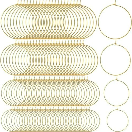 50 Stück Creolen-Ohrring-Zubehör, 4 Größen, Perlen-Reifen, Ohrringringe, runde Ohrring-Perlen-Zubehör für die DIY-Schmuckherstellung, vergoldet, 45 x 40 mm von VIEPGJ