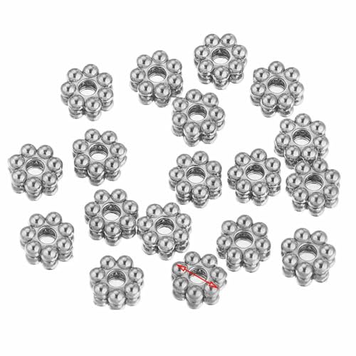 50 Stück Edelstahl-Abstandshalterperlen in Schneeflocken-Blumenform, vergoldet, lose Perlenkappe für DIY-Handarbeiten, Schmuckherstellung, Armband, S6 mm von VIEPGJ