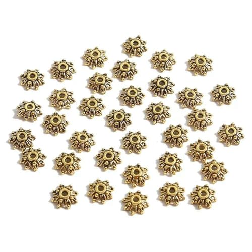 50 Stück tibetische Antiksilberfarbe Blattgold Blumenperlen Endkappen für Schmuckherstellung Handarbeiten Spacer Perlenkappen DIY Zubehör-8,5 mm_a 50 Stück tibetische Antiksilberfarbe Blattgold Blumenperlen Endkappen für Schmuckherstellung Handarbeiten Spacer Perlenkappen DIY Zubehör-8,5 mm_a von VIEPGJ