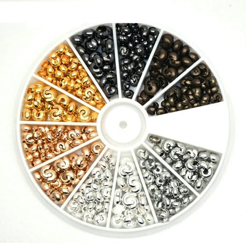 500 Stück/Box, 6 Farben, 3,0 mm, halbrunde offene Messing-Quetschperlen-Abdeckungen, Knotenabdeckungen, Perlen-Endkappen für Schmuckherstellung, Quetschperlen-Stil 5 500 Stück/Box, 6 Farben, 3,0 mm, halbrunde offene Messing-Quetschperlen-Abdeckungen, Knotenabdeckungen, Perlen-Endkappen für Schmuckherstellung, Quetschperlen-Stil 5 von VIEPGJ