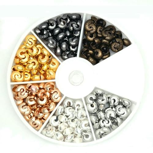 500 Stück/Box, 6 Farben, 3,0 mm, halbrunde offene Messing-Quetschperlen-Abdeckungen, Knotenabdeckungen, Perlen-Endspitzen für Schmuckherstellung, Quetschperlen-Stil 4 500 Stück/Box, 6 Farben, 3,0 mm, halbrunde offene Messing-Quetschperlen-Abdeckungen, Knotenabdeckungen, Perlen-Endspitzen für Schmuckherstellung, Quetschperlen-Stil 4 von VIEPGJ