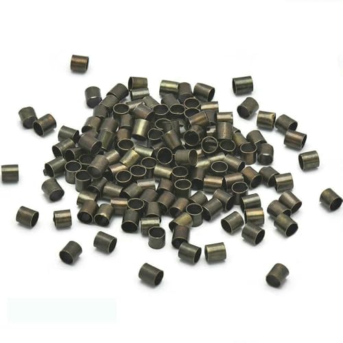 500 Stück Messingrohr-Quetschperlen, Säulenkordel-Abdeckungen, Enden, Platin, für DIY-Schmuckherstellung, Antik-Antik-Durchmesser 2,0 mm, 500 Stück von VIEPGJ