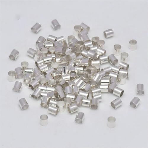 500 Stück Messingrohr-Quetschperlen, Säulenkordel-Abdeckungen, Enden aus Platin für die Herstellung von DIY-Schmuck, versilbert, Durchmesser 3,0 mm, 500 Stück von VIEPGJ