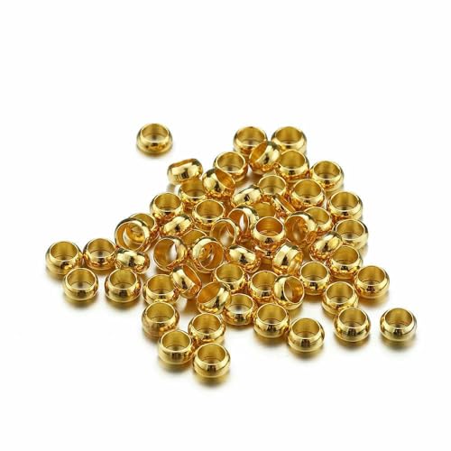 500 Stück gold-silberfarbene Quetschperlen, Kupferkugelstopper, Abstandshalter, Endperlen für Armbänder, Halsketten, DIY-Schmuckherstellung, Fundstücke, Goldfarbe, 2,5 mm 500 Stück gold-silberfarbene Quetschperlen, Kupferkugelstopper, Abstandshalter, Endperlen für Armbänder, Halsketten, DIY-Schmuckherstellung, Fundstücke, Goldfarbe, 2,5 mm von VIEPGJ