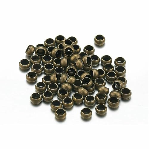 500 Stück gold-silberfarbene Quetschperlen, Kupferkugelstopper, Abstandshalter, Endperlen für Armbänder, Halsketten, DIY-Schmuckherstellung, Zubehör – Antikbronze – 4,0 mm von VIEPGJ