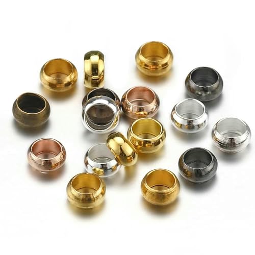 500 Stück gold- und silberfarbene Quetschperlen, Kupferkugelstopper, Abstandshalter, Endperlen für Armbänder, Halsketten, DIY-Schmuckherstellung, 4,0 mm von VIEPGJ