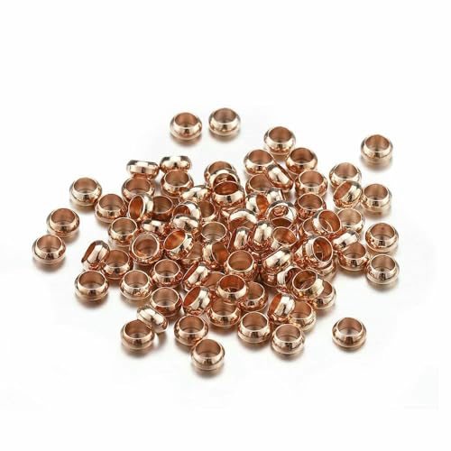 500 Stück gold- und silberfarbene Quetschperlen, Kupferkugelstopper, Abstandshalter, Endperlen für Armbänder, Halsketten, DIY-Schmuckherstellung, Roségold, 2 mm von VIEPGJ