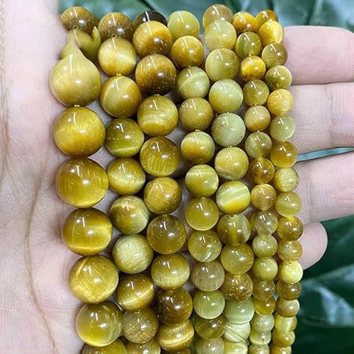 6/8/10/12mm Natural Stone Gold Tiger Eye Stone Round Beads Charm for Jewelry Making DIY Bead Perles Earrings Bracelet 15" Strand-12mm-about 30pcs von VIEPGJ