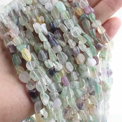6–8 mm natürliche Amethyst-Nugget-Perlen, kleine unregelmäßige Edelstein-Chips, Perlen zur Schmuckherstellung, DIY-Armband, Halskettenzubehör, 36 Fluorit, 38 cm, 1 Strang von VIEPGJ