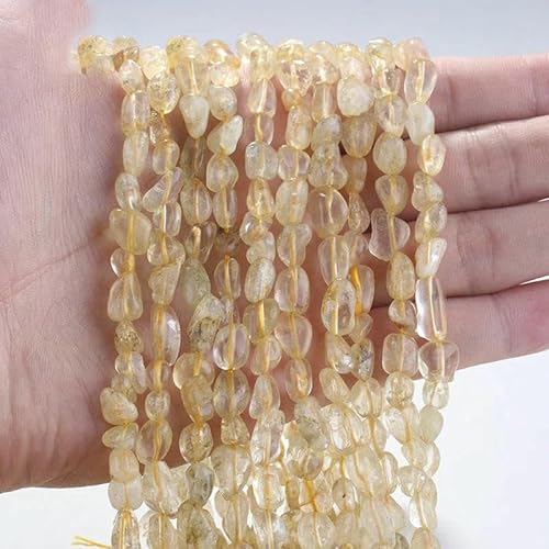 6–8 mm natürliche Amethyst-Nugget-Perlen, kleine unregelmäßige Edelstein-Chips, Perlen zur Schmuckherstellung, DIY-Armband, Halskettenzubehör – 104ye.rutilated qtz – 38 cm, 1 St von VIEPGJ