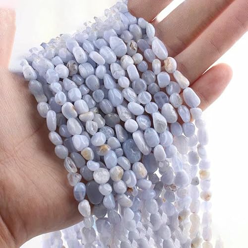 6–8 mm natürliche Amethyst-Nugget-Perlen, kleine unregelmäßige Edelstein-Chips, Perlen zur Schmuckherstellung, DIY-Armband, Halskettenzubehör – 45 blauer Spitzenachat – 38 cm, 1 6–8 mm natürliche Amethyst-Nugget-Perlen, kleine unregelmäßige Edelstein-Chips, Perlen zur Schmuckherstellung, DIY-Armband, Halskettenzubehör – 45 blauer Spitzenachat – 38 cm, 1 von VIEPGJ