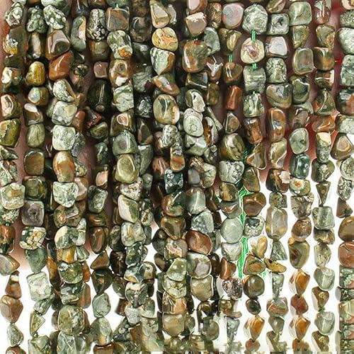 6–8 mm natürliche Amethyst-Nugget-Perlen, kleine unregelmäßige Edelstein-Chips, Perlen zur Schmuckherstellung, DIY-Armband, Halskettenzubehör – 59 Kambaba-Jaspis – 38 cm, 1 Stra von VIEPGJ