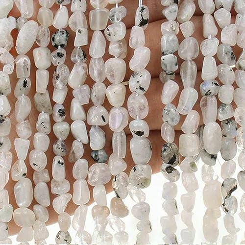 6–8 mm natürliche Amethyst-Nugget-Perlen, kleine unregelmäßige Edelstein-Chips, Perlen zur Schmuckherstellung, DIY-Armband, Halskettenzubehör – 71bk Mondstein – 38 cm, 1 Strang 6–8 mm natürliche Amethyst-Nugget-Perlen, kleine unregelmäßige Edelstein-Chips, Perlen zur Schmuckherstellung, DIY-Armband, Halskettenzubehör – 71bk Mondstein – 38 cm, 1 Strang von VIEPGJ